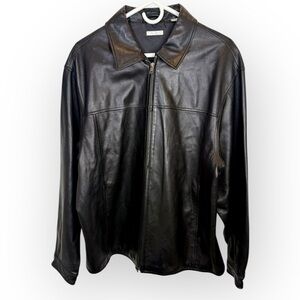 Halogen Men's Black Genuine Leather Shell Jacket Size Large